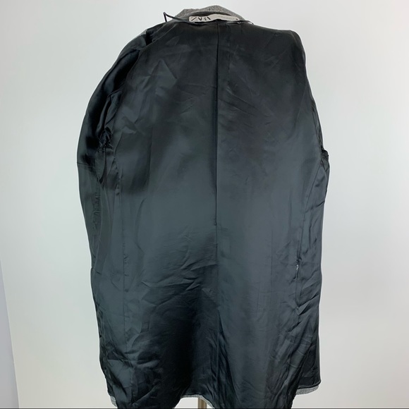 ZARA Black Plaid Double Breasted Blazer Medium - Picture 14 of 16